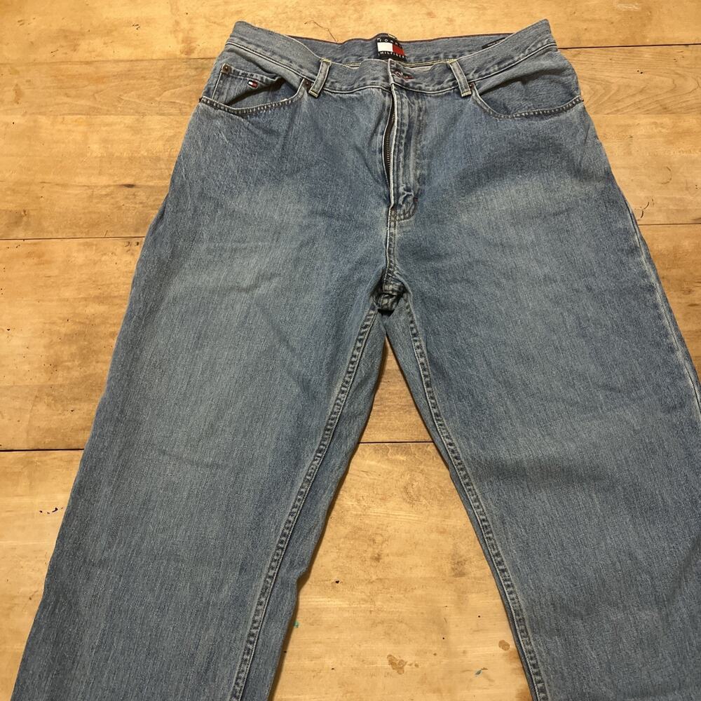 Tommy Hilfiger Tommy Jeans Mens 36x30 Blue Light Wash Denim Straight Fit Stretch